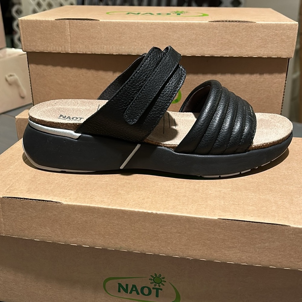 Naot Vesta Leather Sandal in Black - Picture 2 of 3